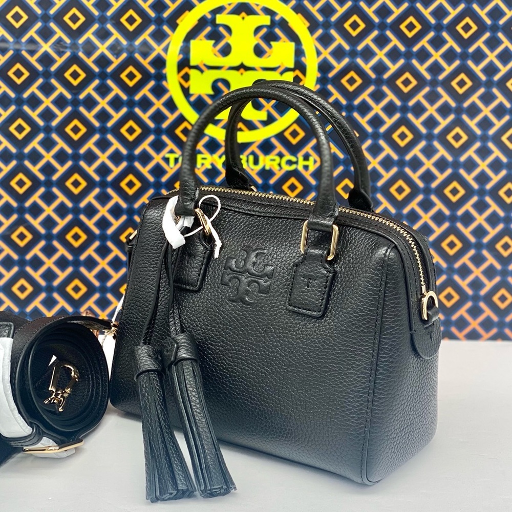 Tory Burch Thea Mini Web Satchel Black - Picture 12 of 13